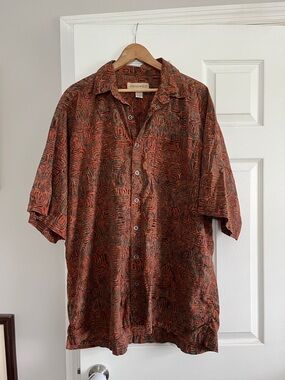 John Ashford Rust Pattern Short-Sleeve Button-Down Shirt